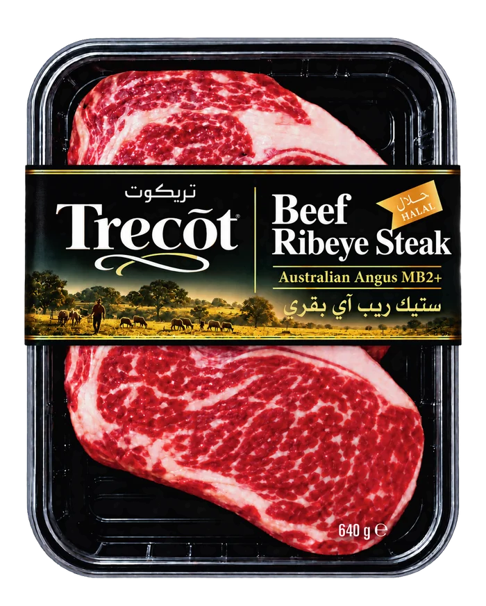 Trecõt Australian Angus Ribeye in skin-wrap packaging